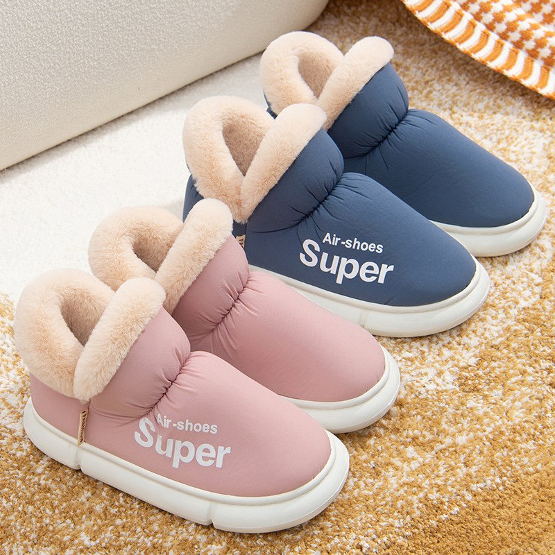 Unisex Plush Fleece High-Back Heel Slippers | Warm Breathable House Shoes