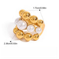 18K Gold Pearl Titanium Steel Ring