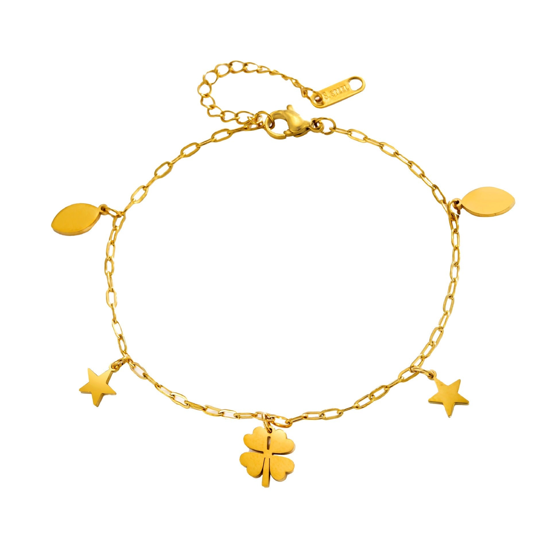 18k gold-plated four-petal bell flower pendant titanium steel anklet