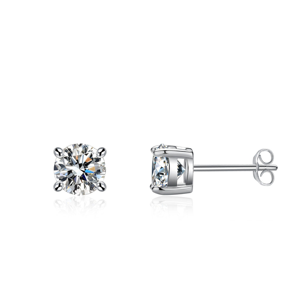 s925 sterling silver four-claw inlaid moissanite earrings