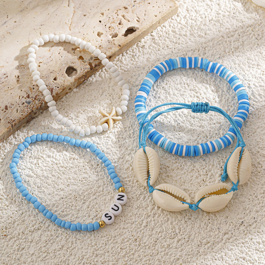 Beach Starfish Beaded Shell Rice Bead Bracelet