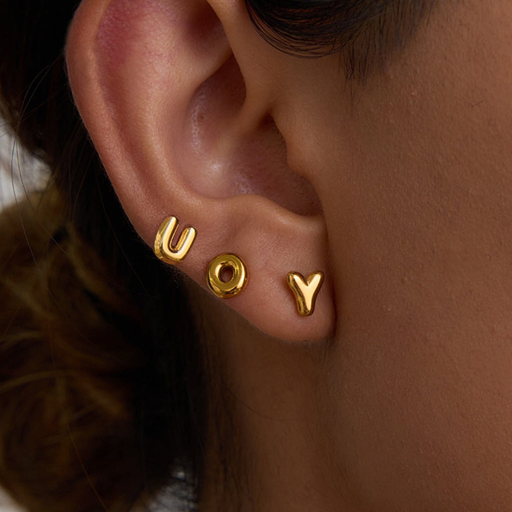 18K gold 26 letters design classic fashion earrings
