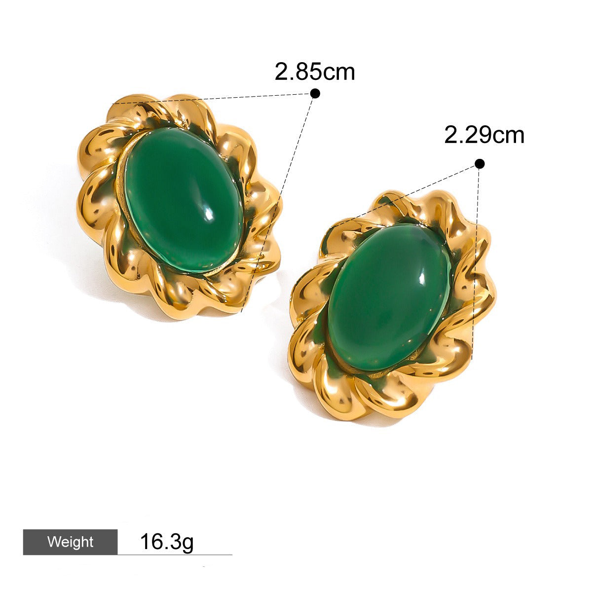 18K gold geometric/flower-shaped inlaid gemstone design light luxury noble earrings