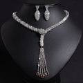 Serpentine Teardrop Tassel Zircon Earrings & Necklace Set