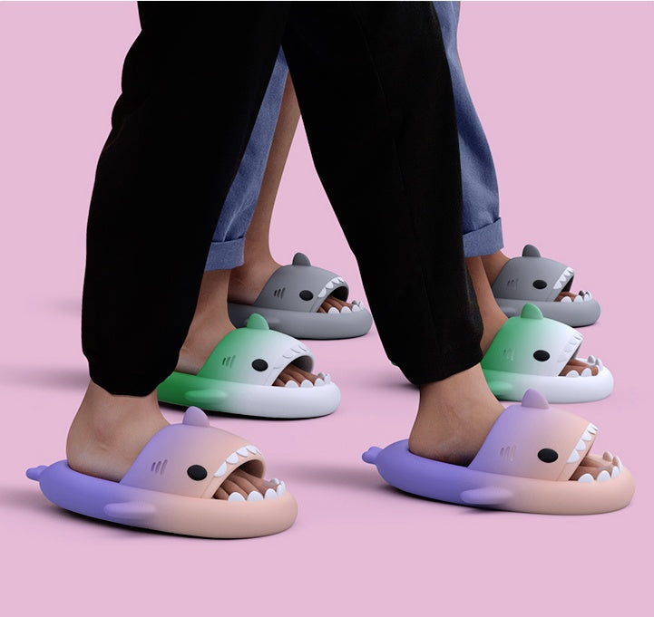 Men's Gradient Shark Slippers | EVA Non-Slip Cartoon Home Bathroom Slides