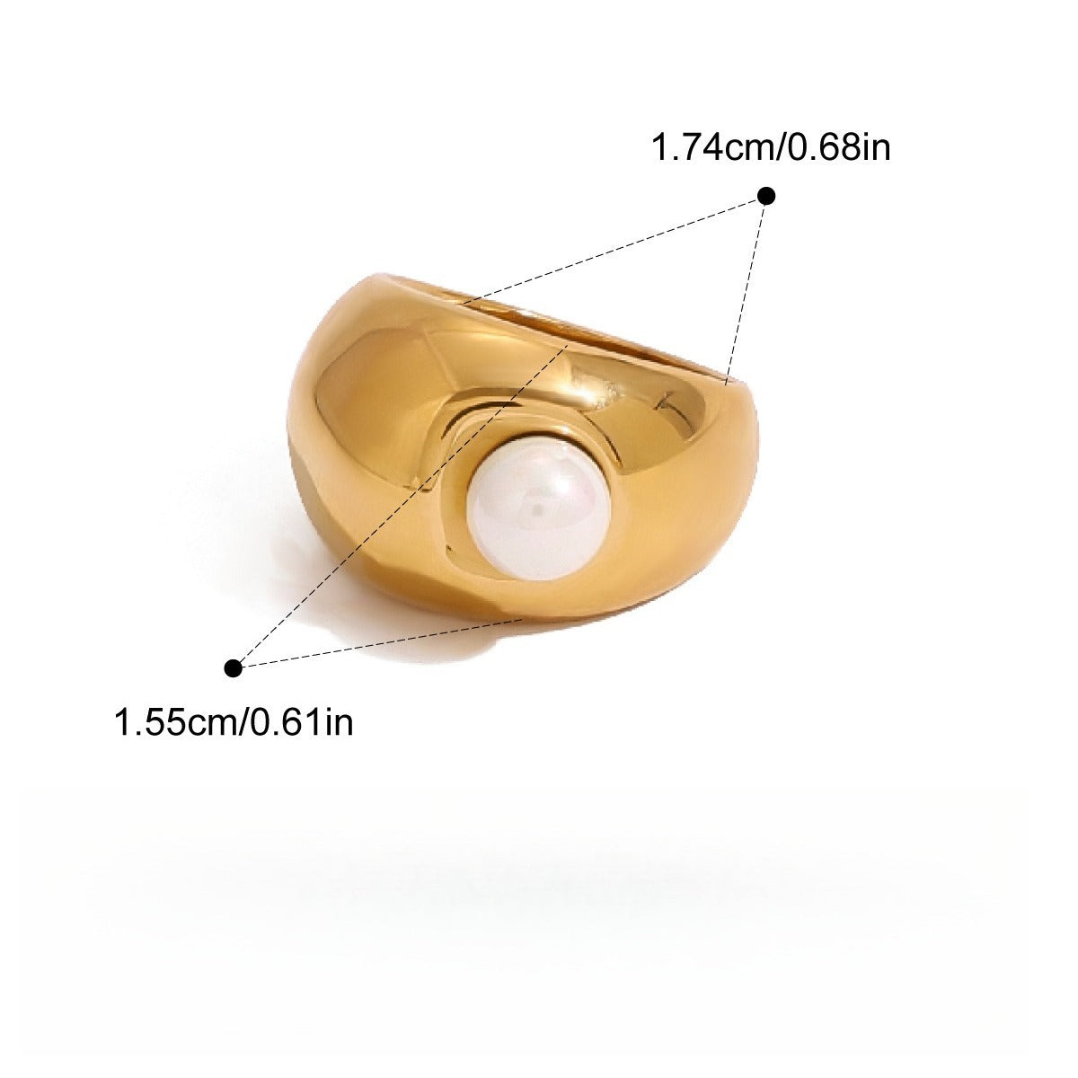 18K Gold Pearl Titanium Steel Ring