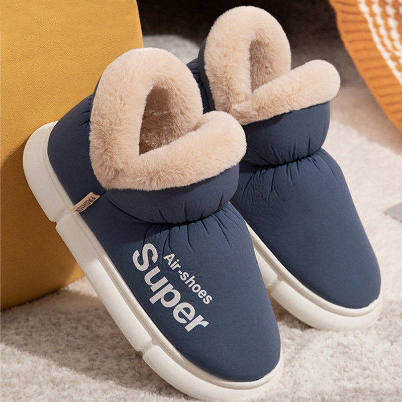Unisex Plush Fleece High-Back Heel Slippers | Warm Breathable House Shoes