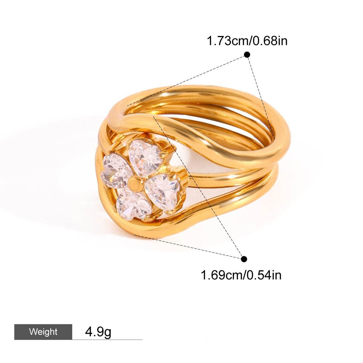 18K gold geometric gemstone inlaid exquisite design dazzling ring