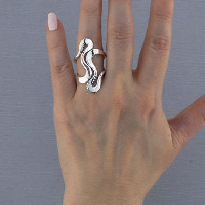 18K gold geometric line design exquisite personality ring