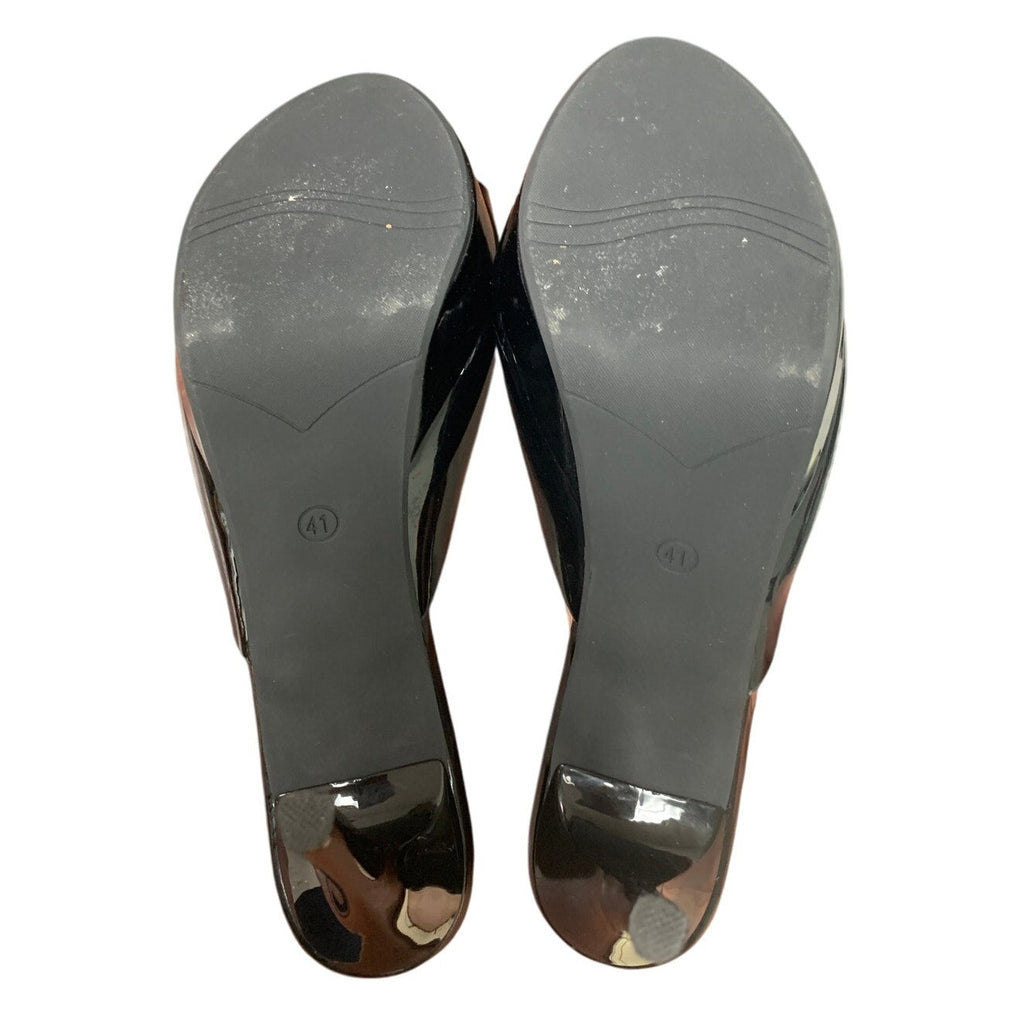 Moermashi Womens Size 8.5 Black Faux Leather Peep Toe 5" Heel Platform Shoes