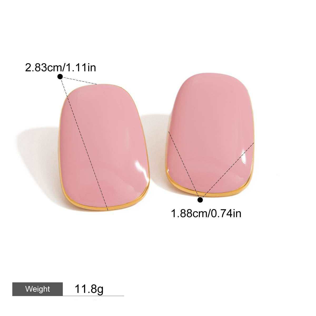 18K gold geometric oval/crescent-shaped earrings with simple and elegant design