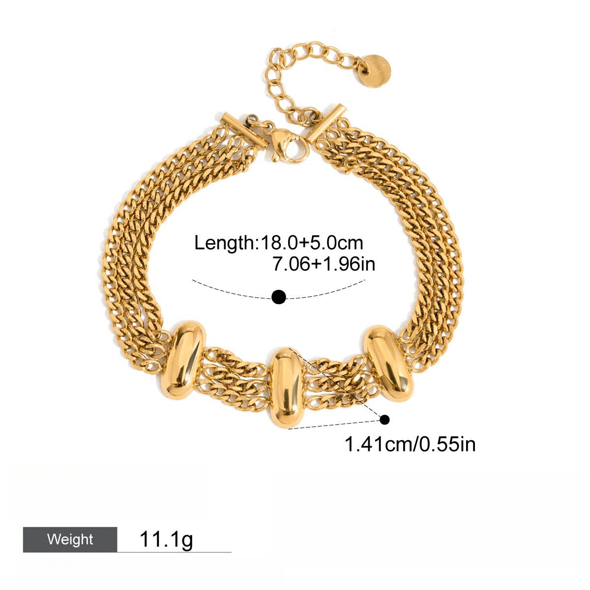 18k gold stainless steel pearl bracelet