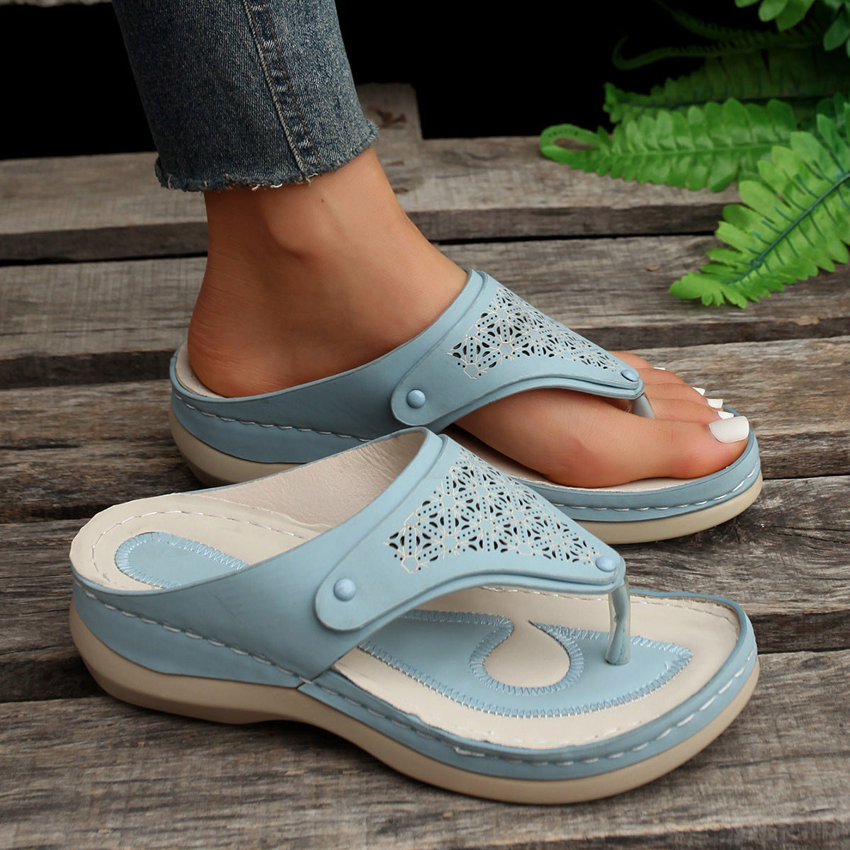 Women's Thong Sandals | Summer Beach Flip Flops Open-Toe PU Slippers