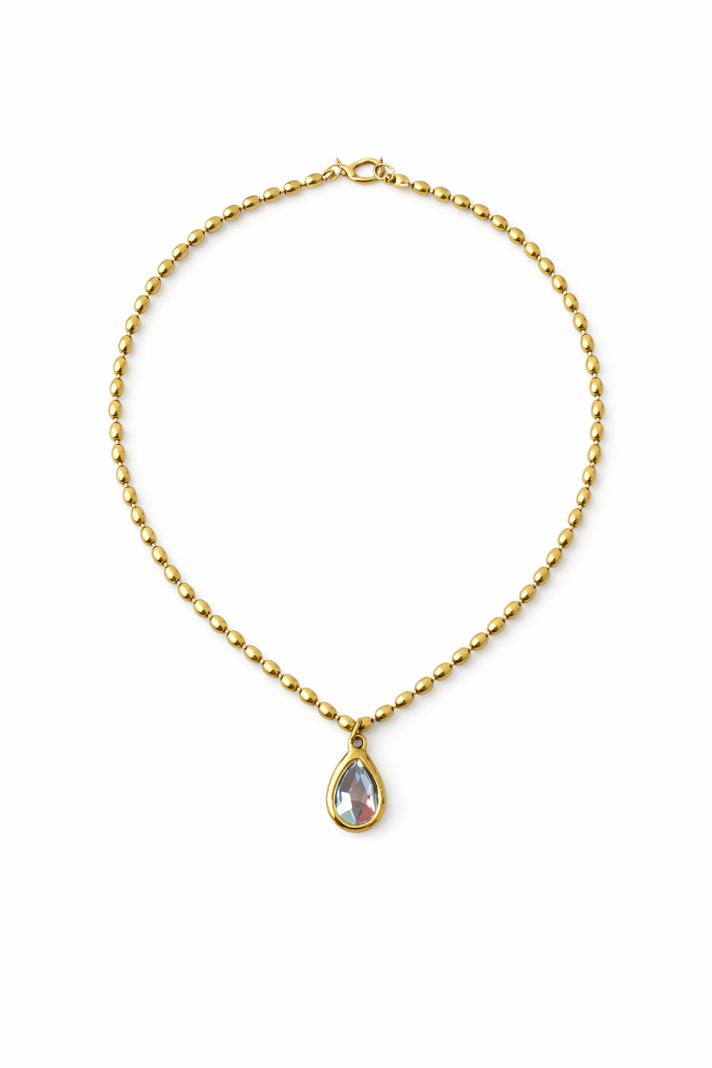 Pear Bezel CZ Necklace
