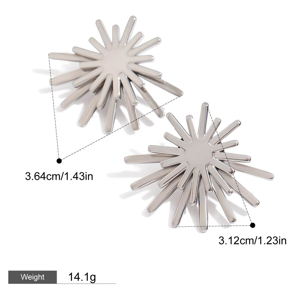 18K gold sun-shaped earrings with simple and elegant design