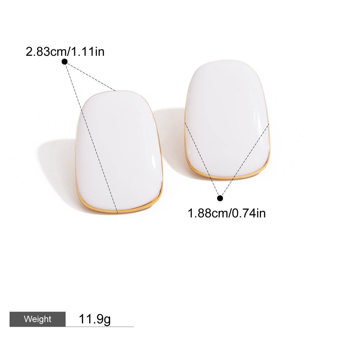 18K gold geometric oval/crescent-shaped earrings with simple and elegant design