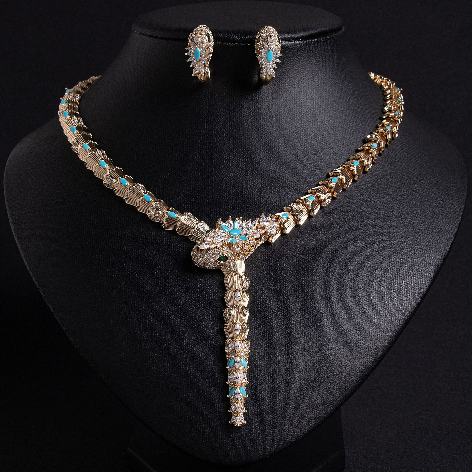18K Solid Gold Micro-Pavé Diamond Snake Necklace
