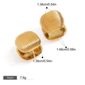 18K gold arc-shaped square with vertical stripes design exquisite and simple earrings