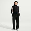 Nike Womens Chill Knit Mid-Rise Lightweight Open-Hem Pants - Black