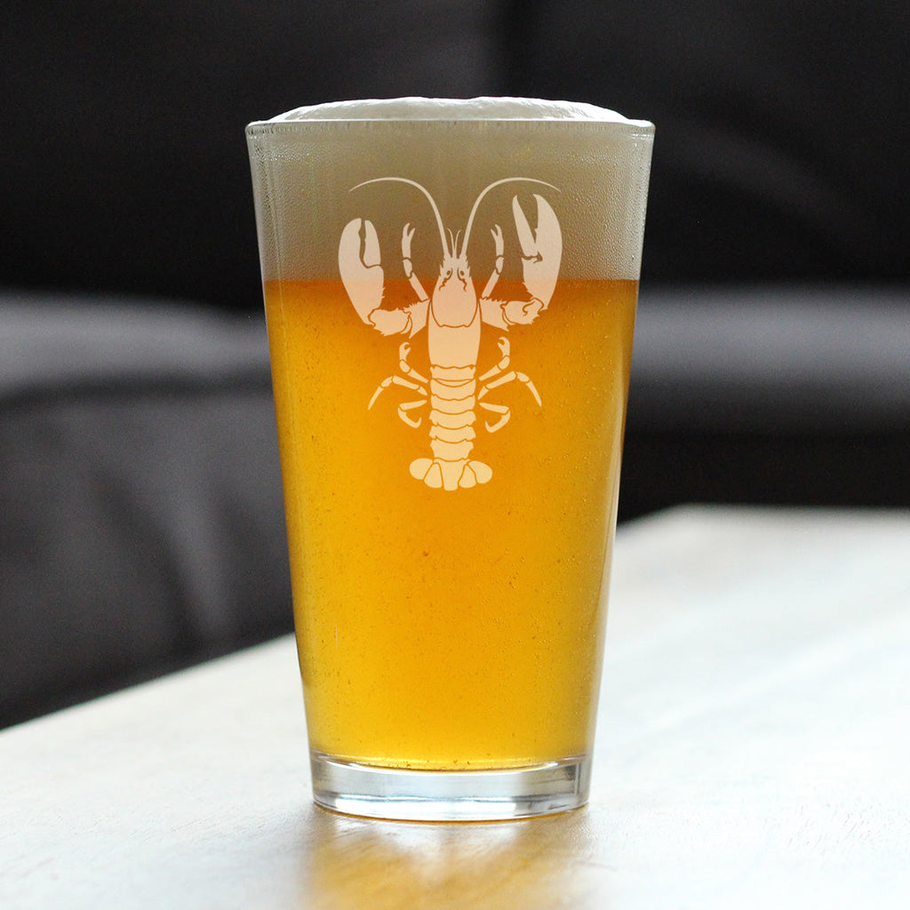 Lobster Engraved Pint Glass Lobster Gifts, Maine Souvenirs and Decor High Quality Pint Glasses for Beer - 16oz