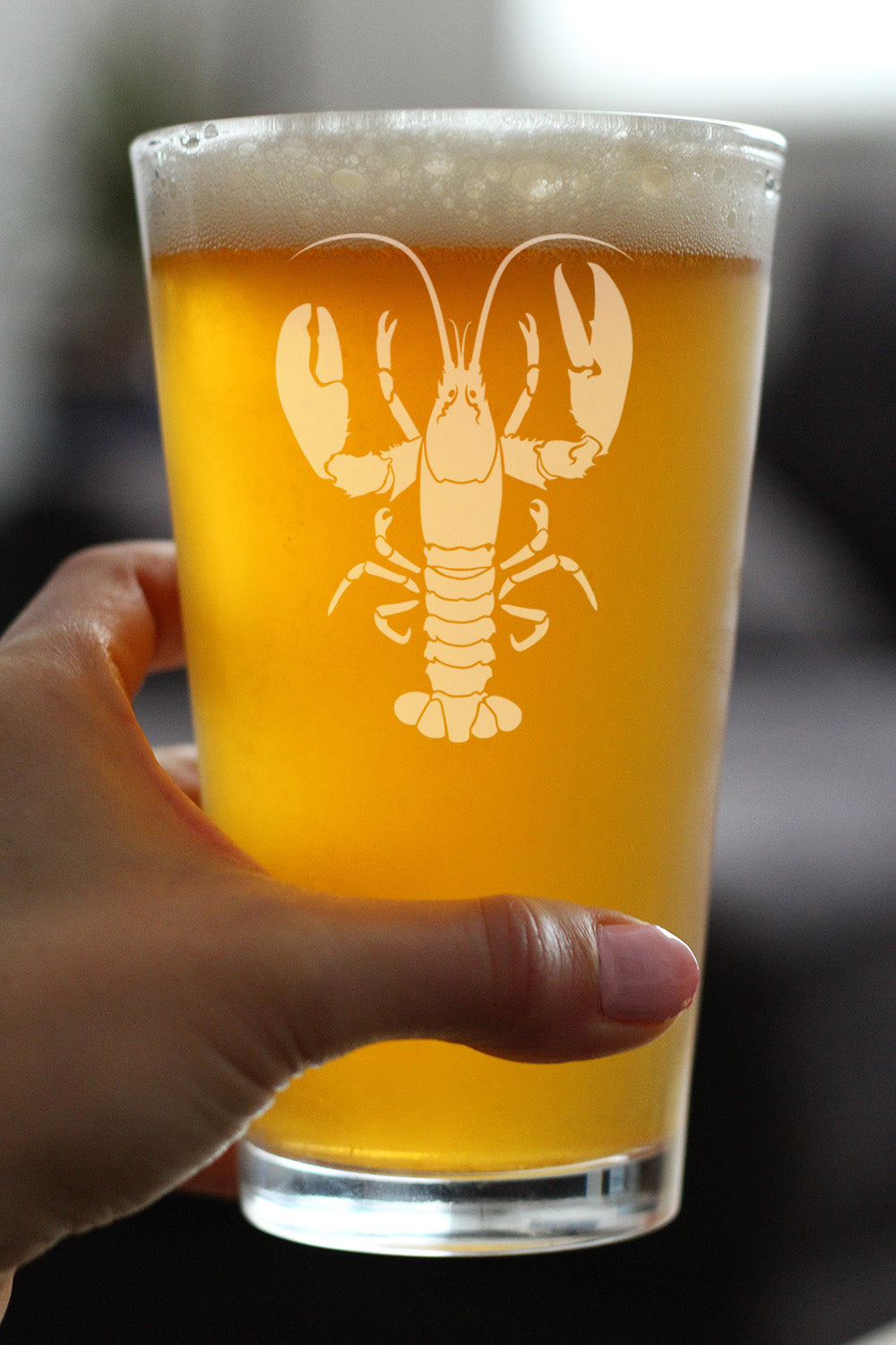 Lobster Engraved Pint Glass Lobster Gifts, Maine Souvenirs and Decor High Quality Pint Glasses for Beer - 16oz