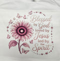 Blessed by God loved by Jesus pink design shirt