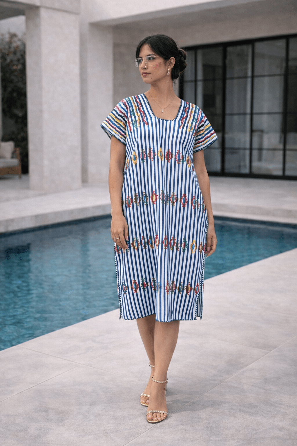 Blue Striped Huipil