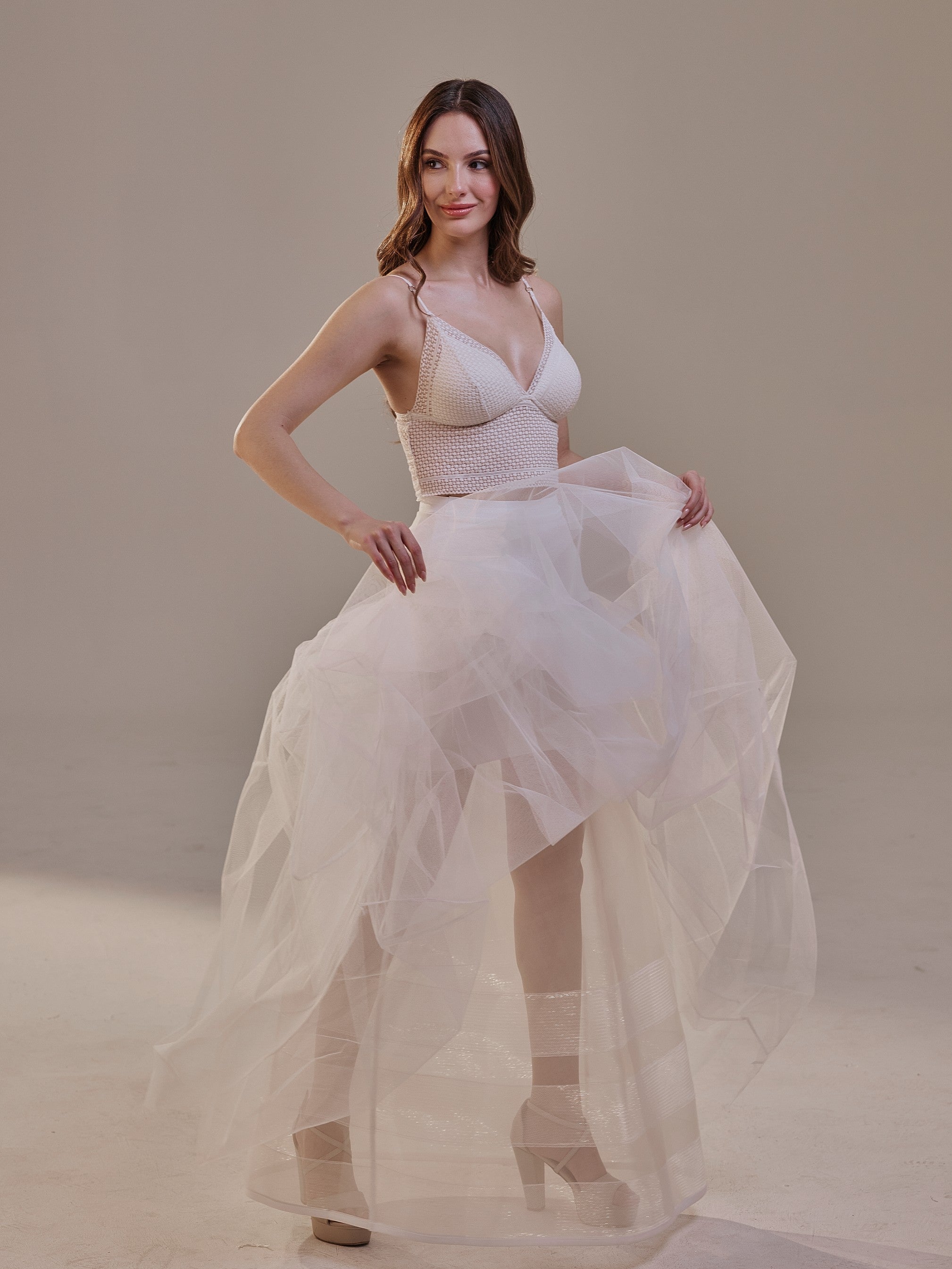 Bridal Petticoat with Corsage and Hard Net Tulle Underskirt  ,Wedding Crinoline with Petticoat Netting Fabric