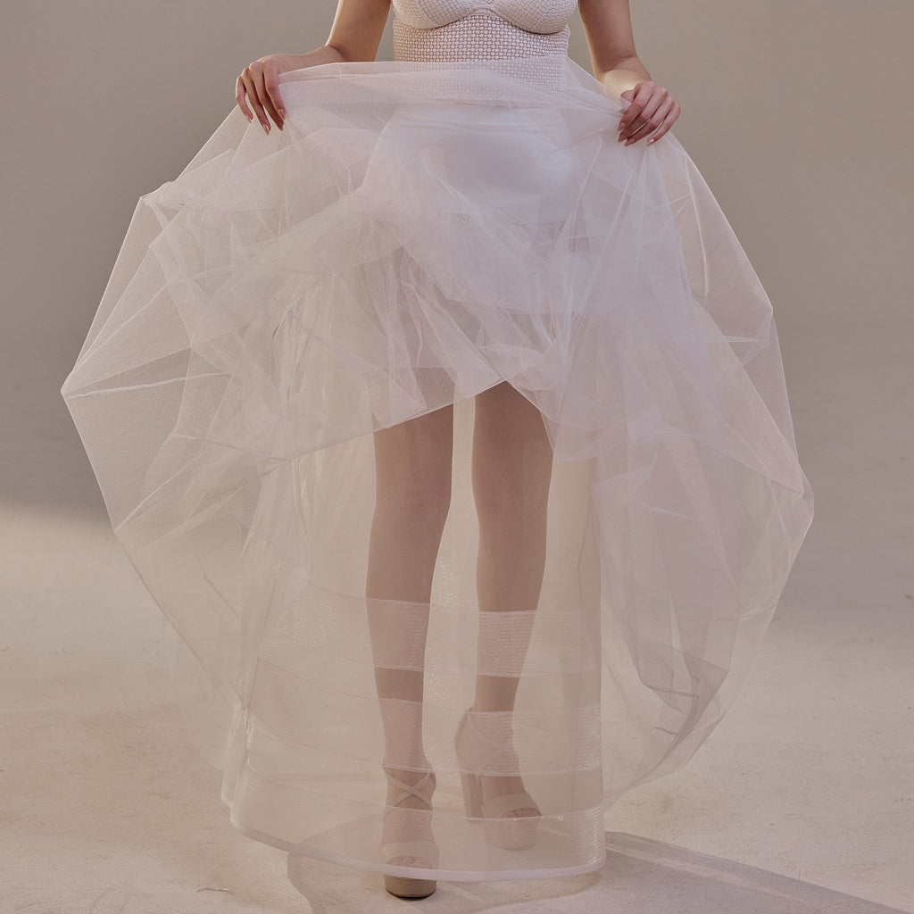 Bridal Petticoat with Corsage and Hard Net Tulle Underskirt  ,Wedding Crinoline with Petticoat Netting Fabric