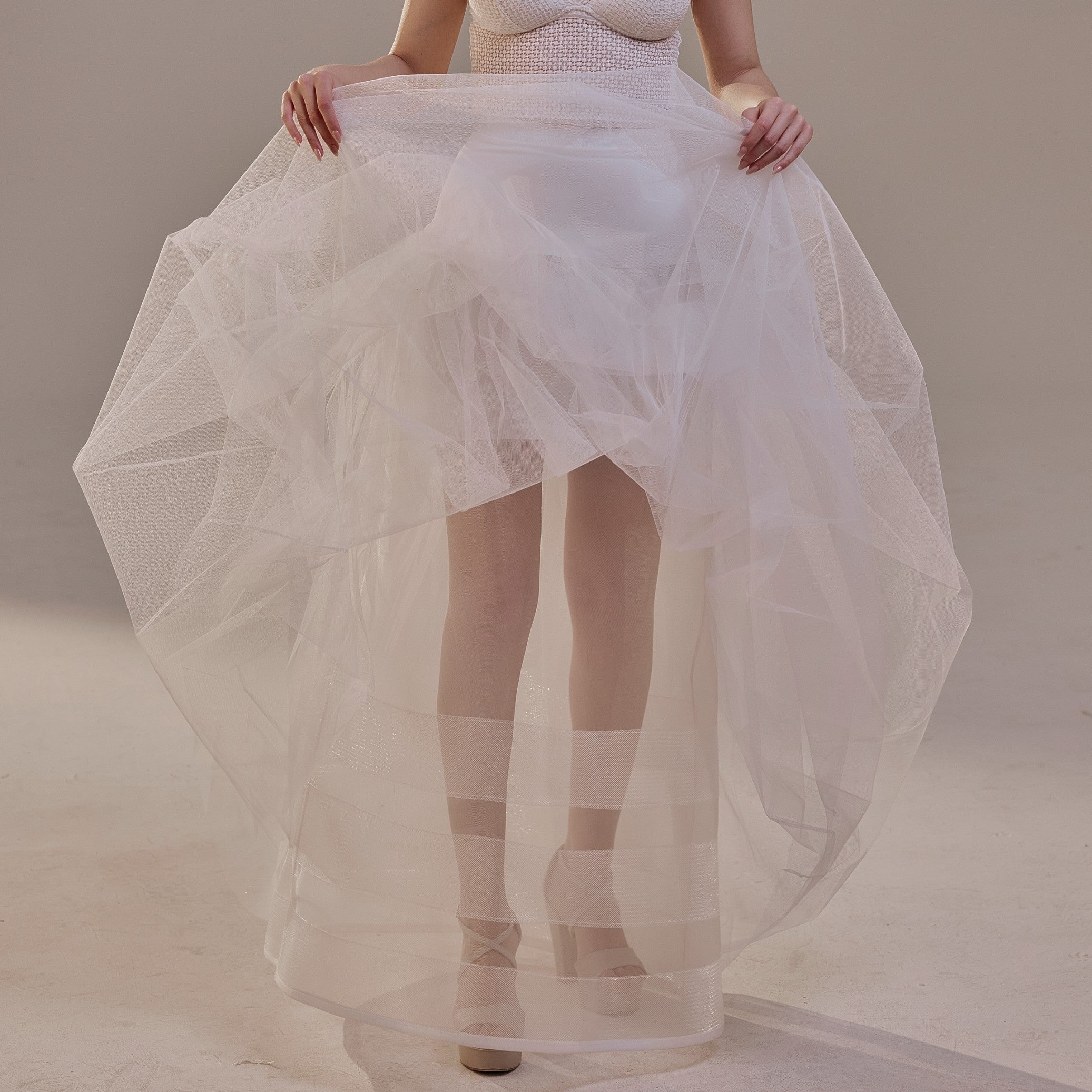 Bridal Petticoat with Corsage and Hard Net Tulle Underskirt  ,Wedding Crinoline with Petticoat Netting Fabric