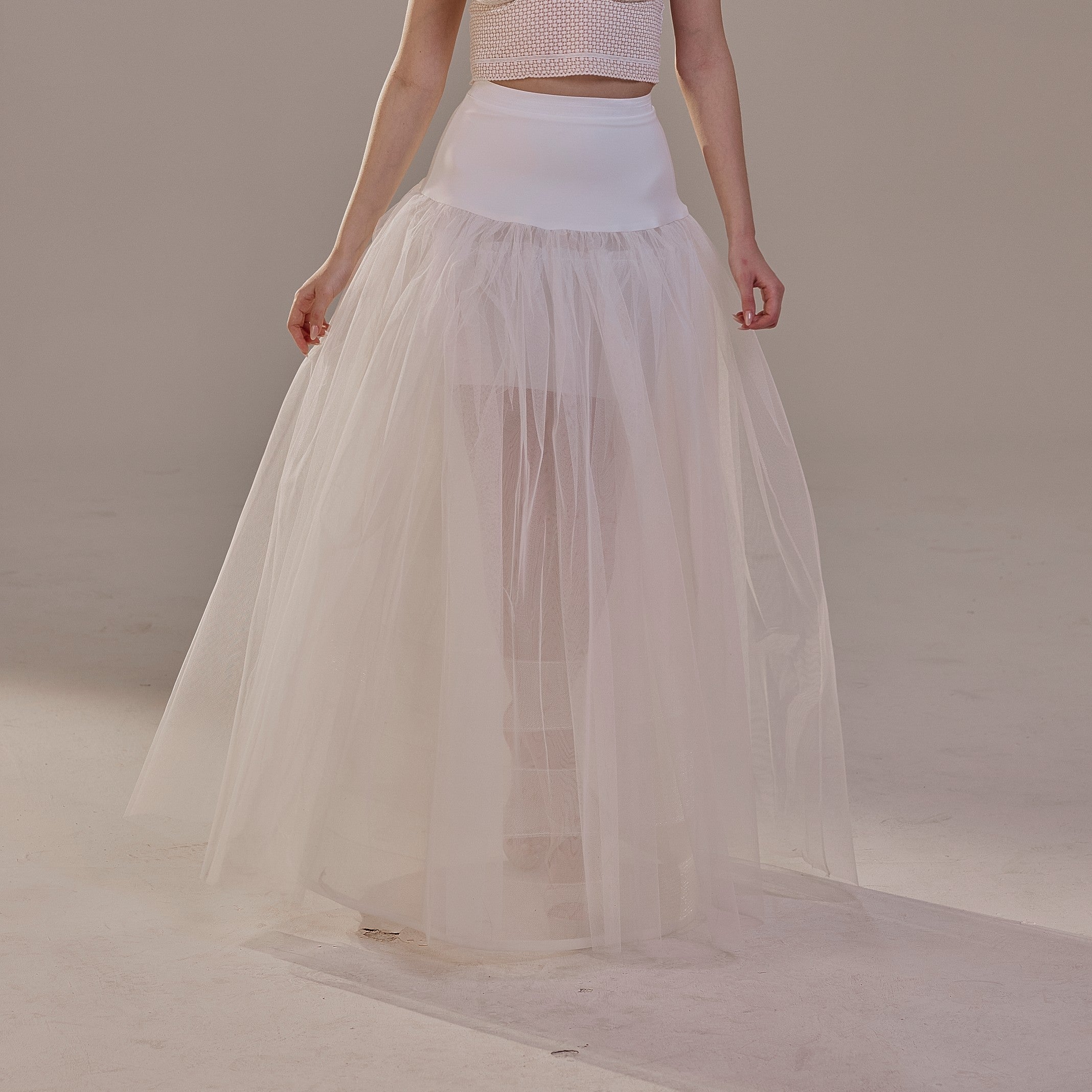 Bridal Petticoat with Corsage and Hard Net Tulle Underskirt  ,Wedding Crinoline with Petticoat Netting Fabric