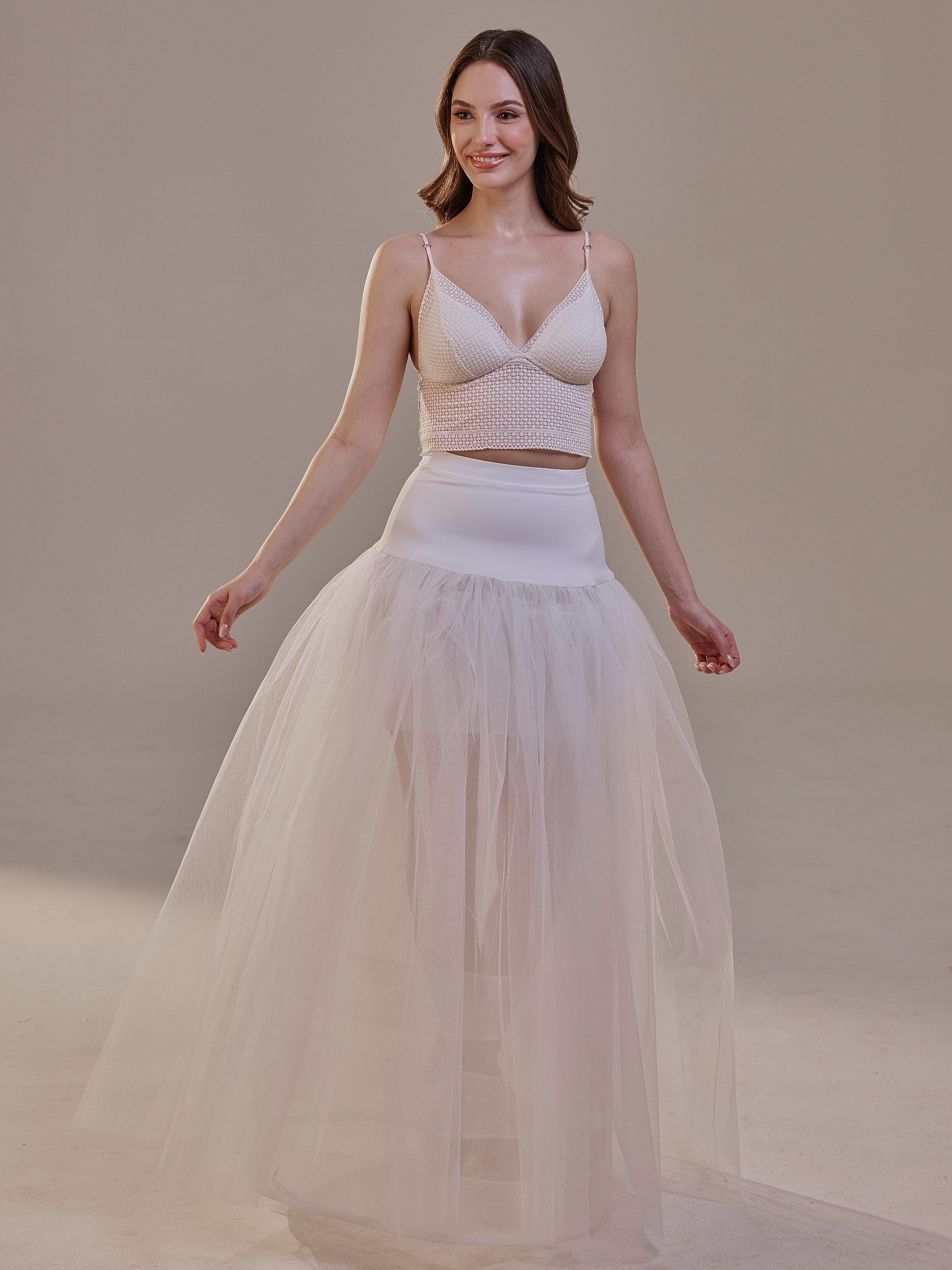 Bridal Petticoat with Corsage and Hard Net Tulle Underskirt  ,Wedding Crinoline with Petticoat Netting Fabric