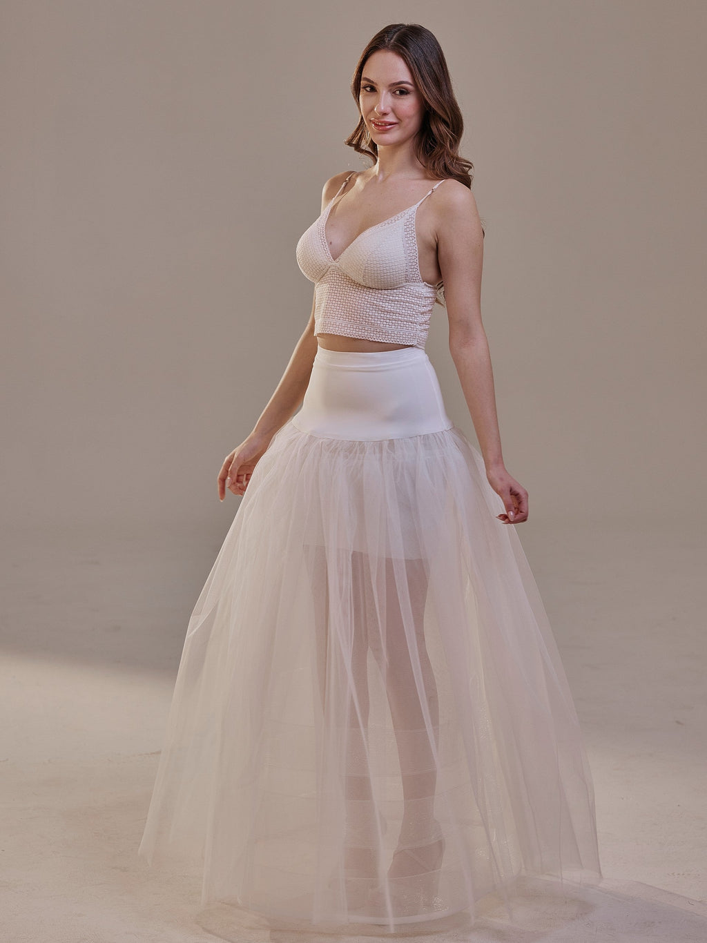 Bridal Petticoat with Corsage and Hard Net Tulle Underskirt  ,Wedding Crinoline with Petticoat Netting Fabric