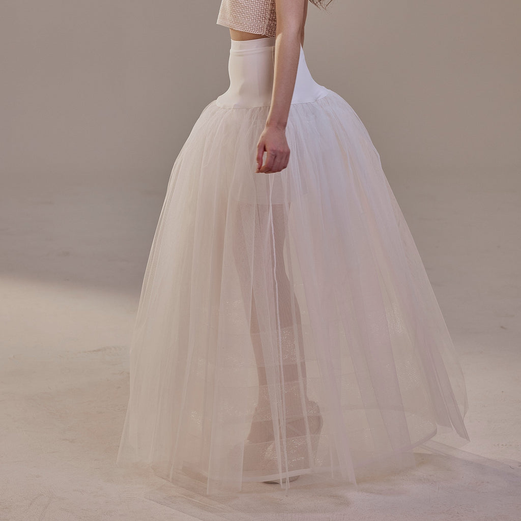 Bridal Petticoat with Corsage and Hard Net Tulle Underskirt  ,Wedding Crinoline with Petticoat Netting Fabric