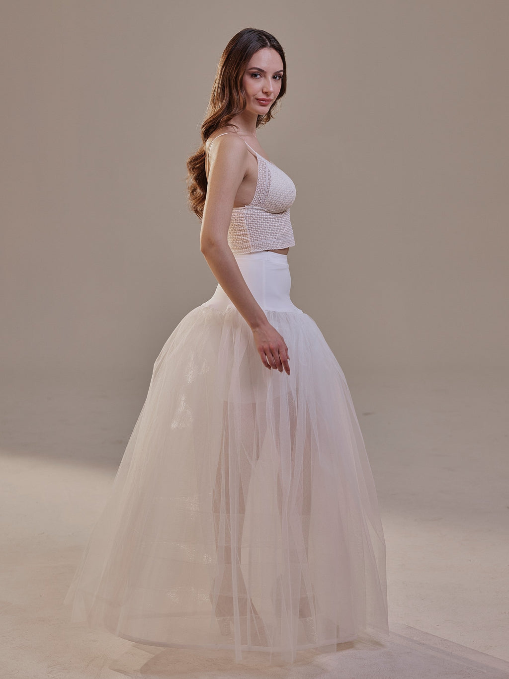 Bridal Petticoat with Corsage and Hard Net Tulle Underskirt  ,Wedding Crinoline with Petticoat Netting Fabric