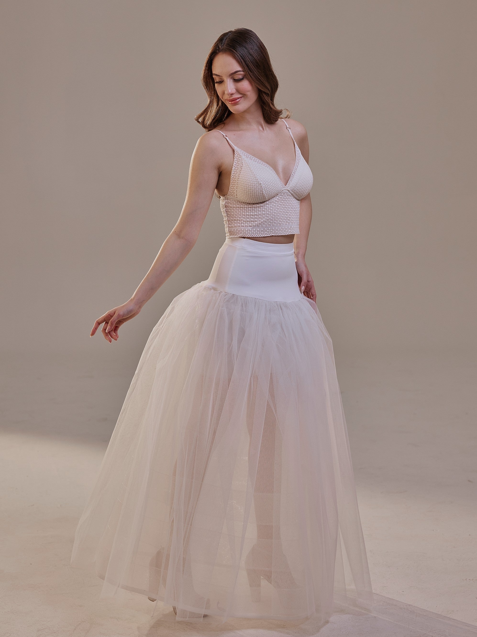 Bridal Petticoat with Corsage and Hard Net Tulle Underskirt  ,Wedding Crinoline with Petticoat Netting Fabric