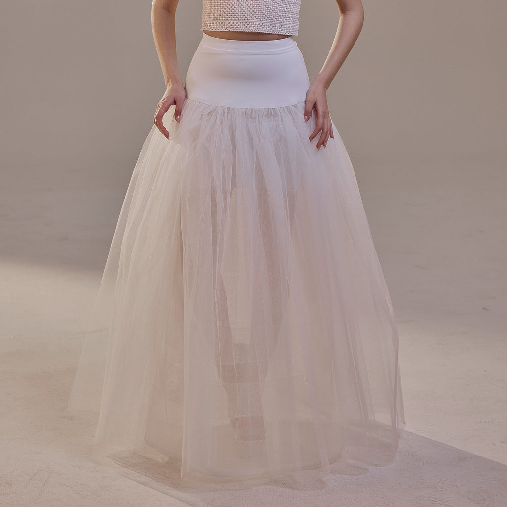 Bridal Petticoat with Corsage and Hard Net Tulle Underskirt  ,Wedding Crinoline with Petticoat Netting Fabric