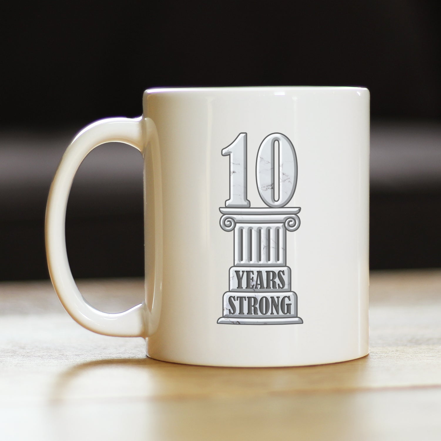 10 Years Strong Coffee Mug Gifts 10th Anniversary Party Decor White Ceramic Coffee Cup