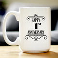 Happy 1st Anniversary Coffee Mug Gifts 1 Year Anniversary Art Deco Party Decor White Ceramic Coffee Cup