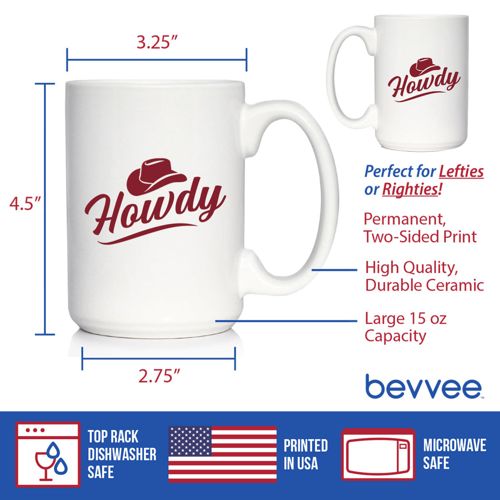 Howdy Coffee Mug Country Western Home Decor White Ceramic Coffee Cup