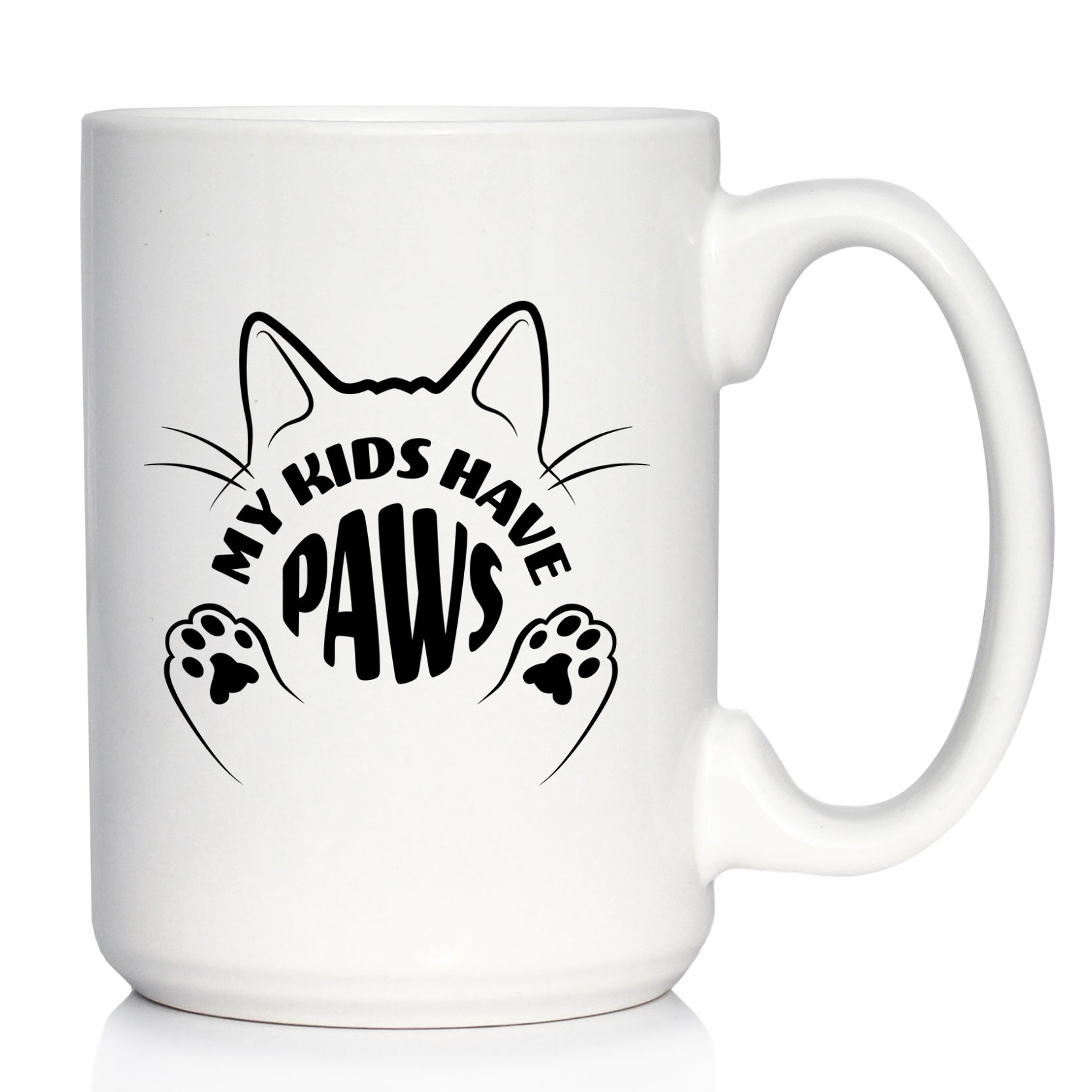 Kids Have Paws Cat Coffee Mug Gifts for Cat People White Ceramic Coffee Cup
