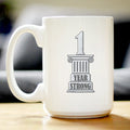 1 Year Strong Coffee Mug Gifts 1st Anniversary Party Decor White Ceramic Coffee Cup