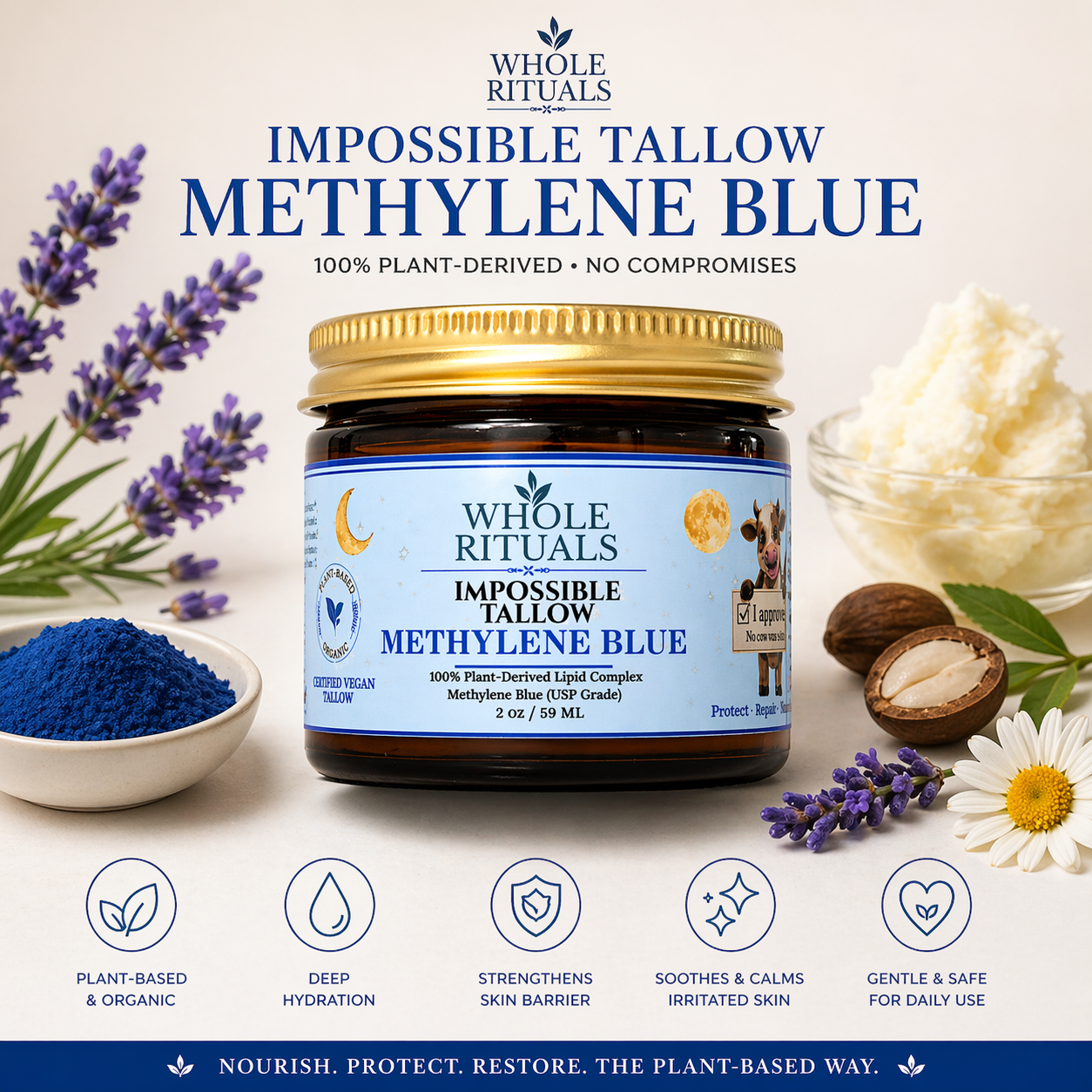 Vegan Tallow Methylene Blue Deep Repair Moisturizer
