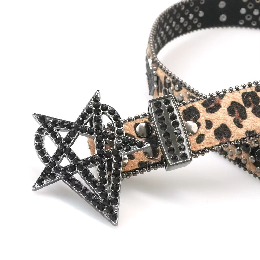 "OVD STUDDED BELT" - DRKLEOPARD