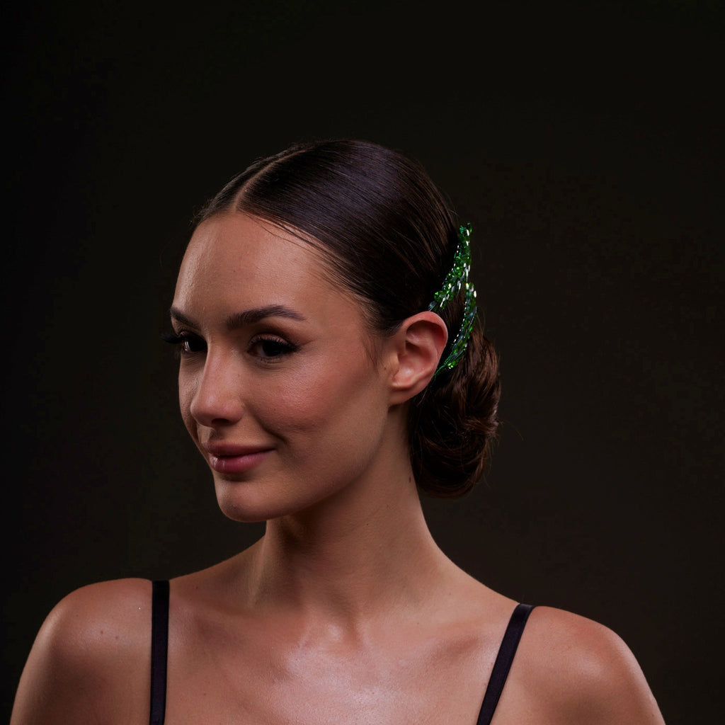 Elegant Green Crystal 2-Piece Hair Comb Set