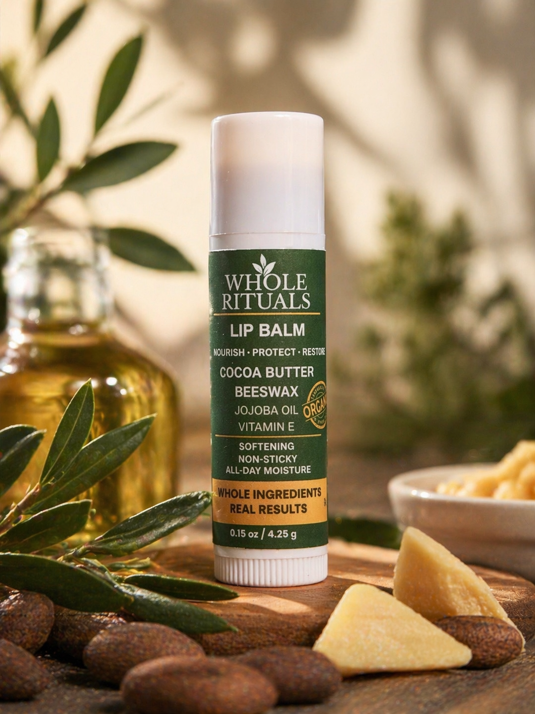 Cocoa Butter Lip Balm | Beeswax + Jojoba Oil + Vitamin E