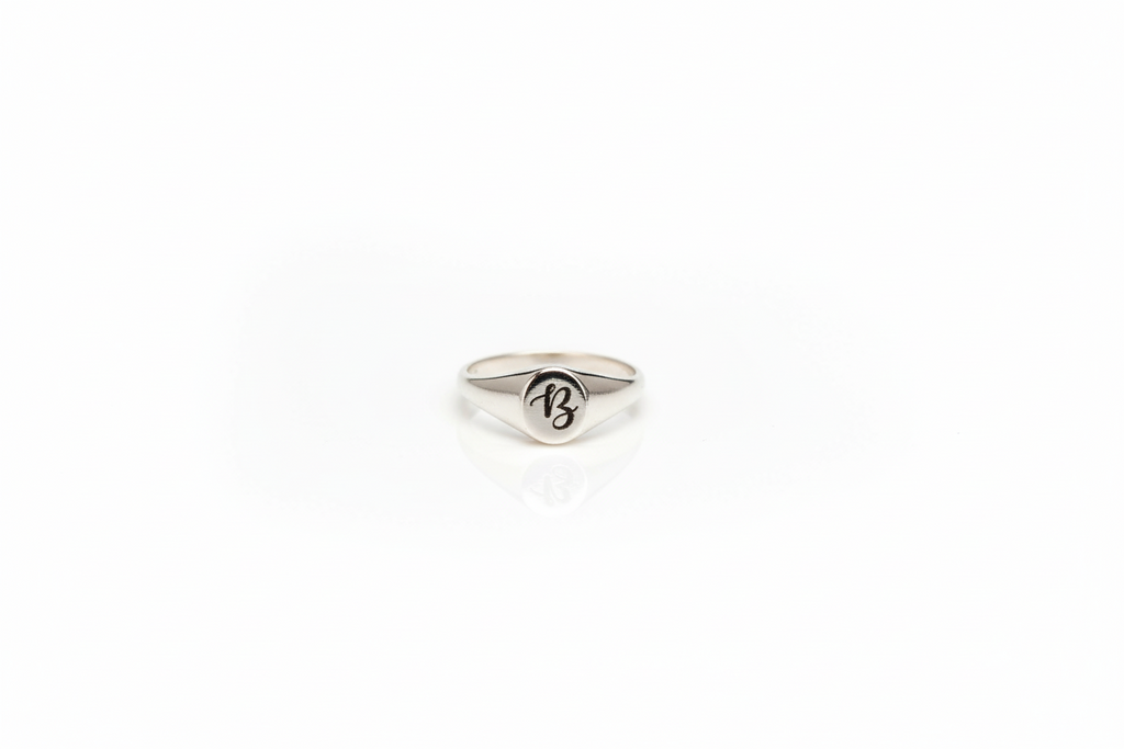 Personalized Initial Pinky Signet Ring in 925 Sterling Silver