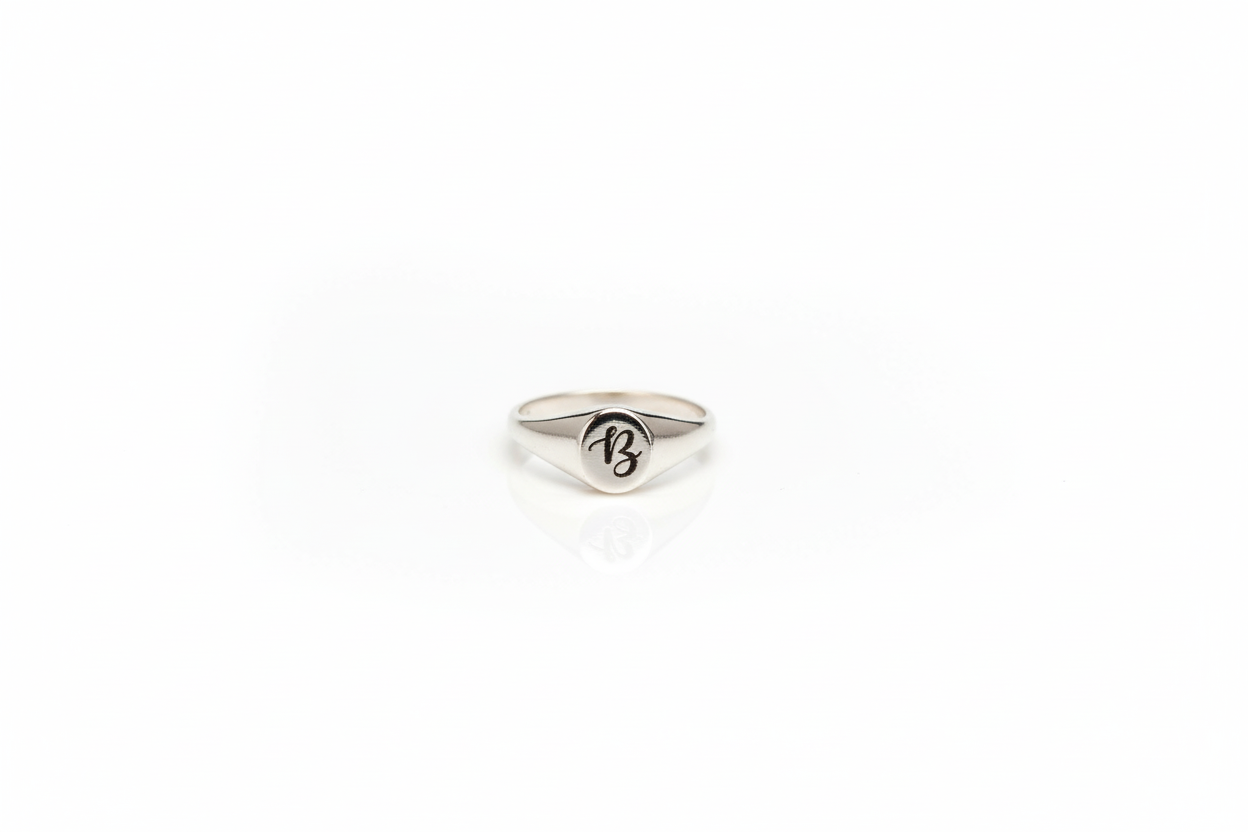 Personalized Initial Pinky Signet Ring in 925 Sterling Silver