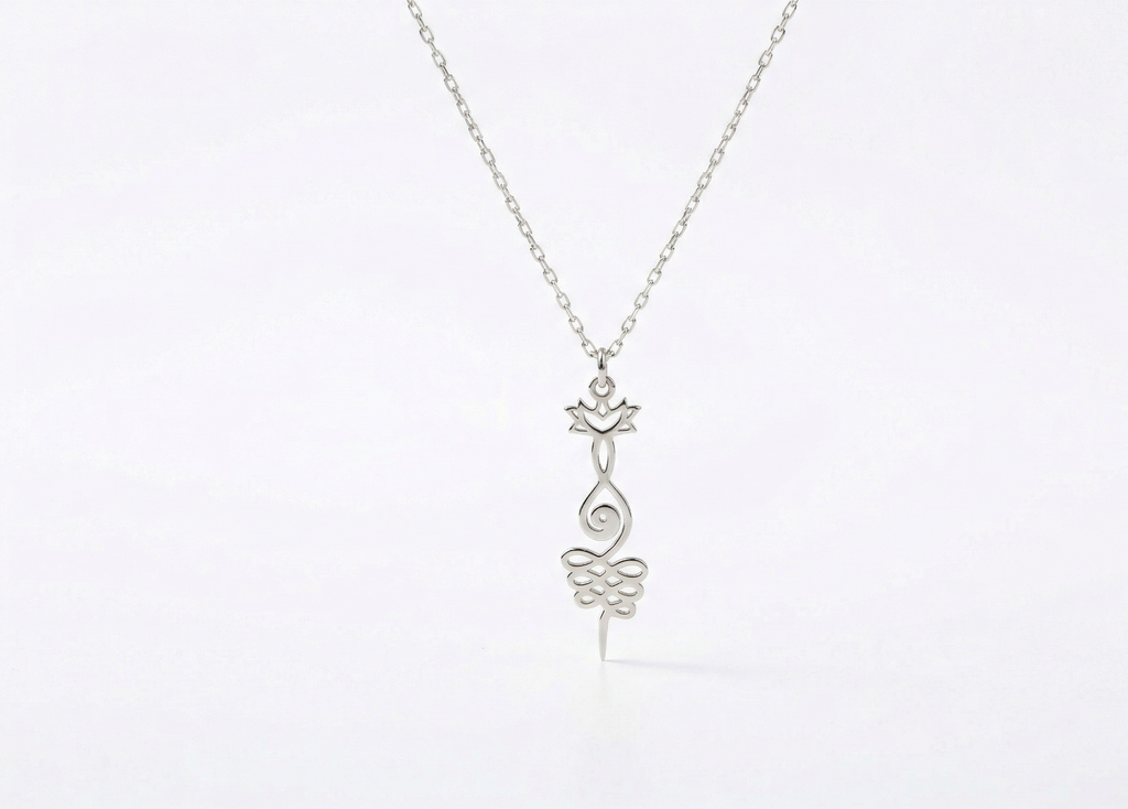 Lotus Unalome Necklace - Sterling Silver Yoga Symbol of Enlightenment