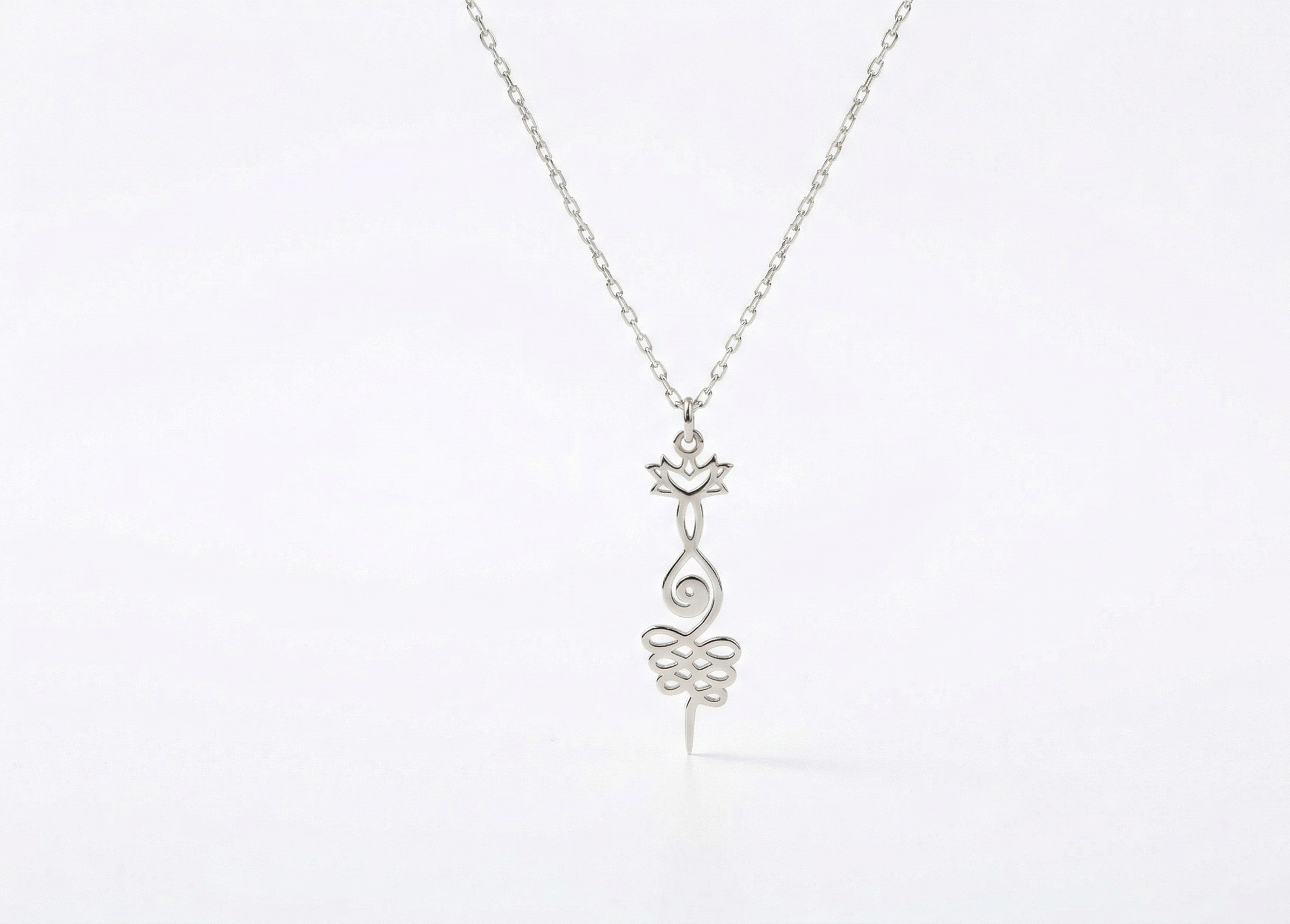 Lotus Unalome Necklace - Sterling Silver Yoga Symbol of Enlightenment